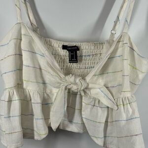 B45. Forever 21 Front Tie Crop Linen top Size Small